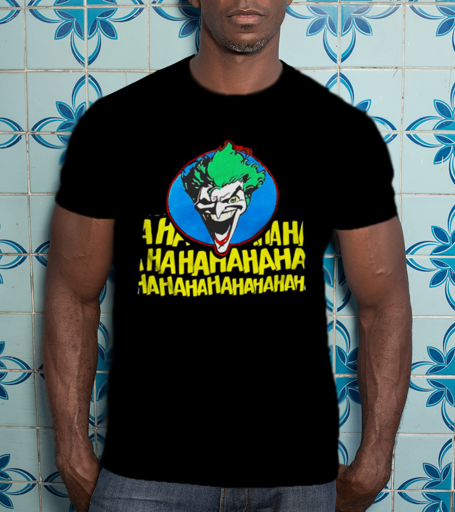 Joker DC Comics 1989 Hahahaha Vintage Iconic Laughing Face And Text T-Shirt