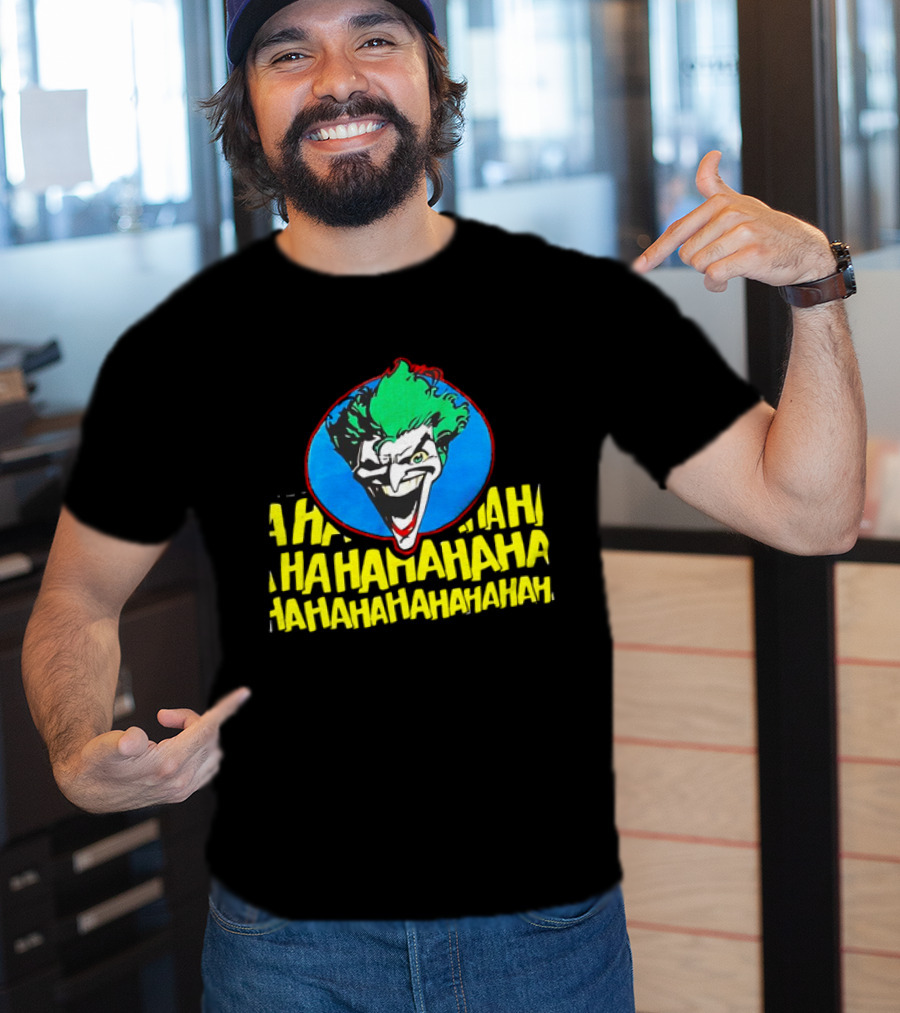 Joker DC Comics 1989 Hahahaha Vintage Iconic Laughing Face And Text T-Shirt