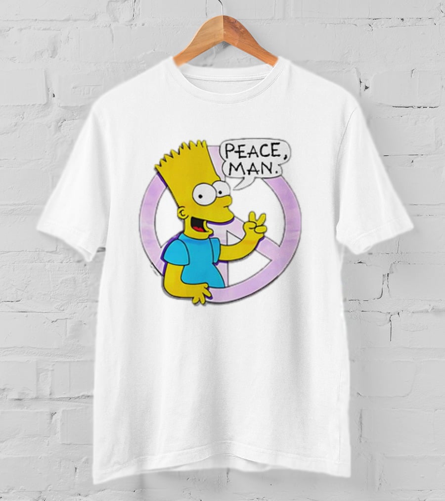 Bart Simpson Peace Man Vintage Iconic Character T-Shirt