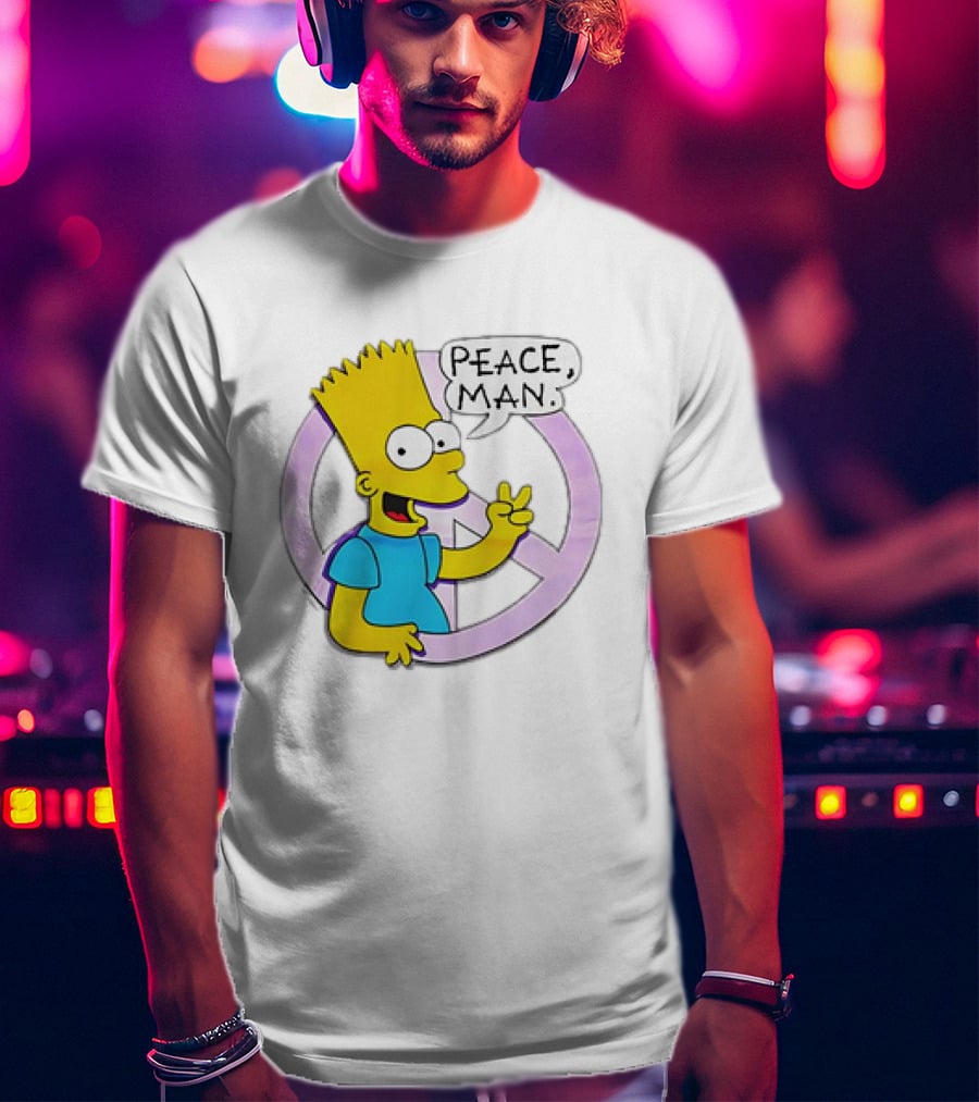 Bart Simpson Peace Man Vintage Iconic Character T-Shirt