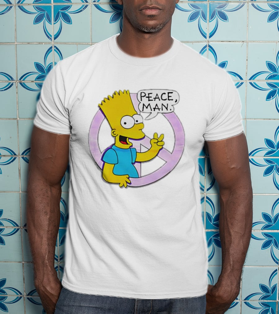 Bart Simpson Peace Man Vintage Iconic Character T-Shirt