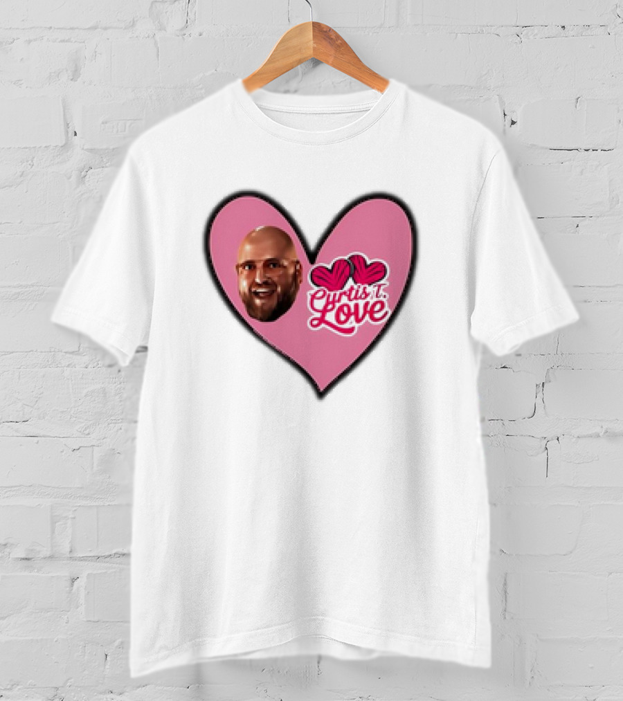 Curtis T Love Heart With Curtis Love Face And Pink Heart T-Shirt