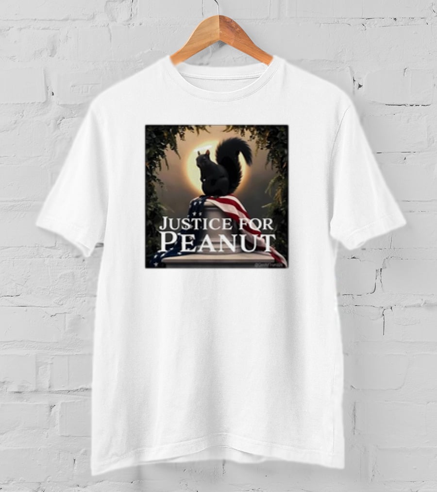 Justice For Peanut The Squirrel With American Flag Iconography T-Shirt