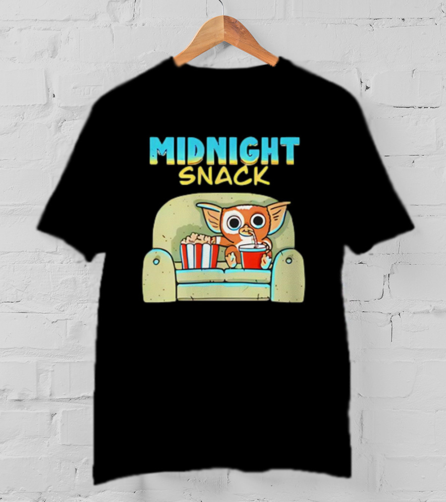 Midnight Snack Mogwai Relaxing On Couch With Popcorn And Soda T-Shirt