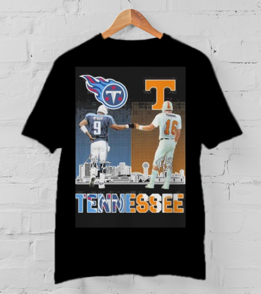 Tennessee Titans Steve McNair Peyton Manning Volunteers Skyline T-Shirt