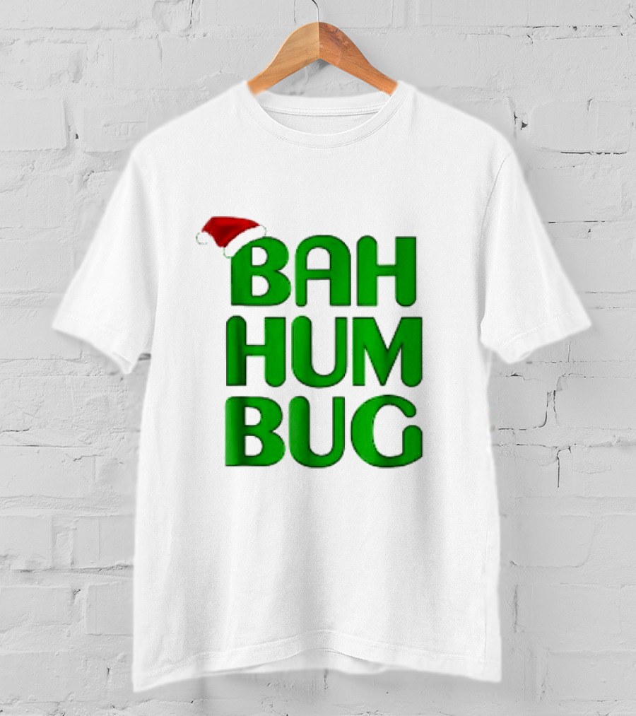 Bah Hum Bug Christmas Text With Santa Hat T-Shirt