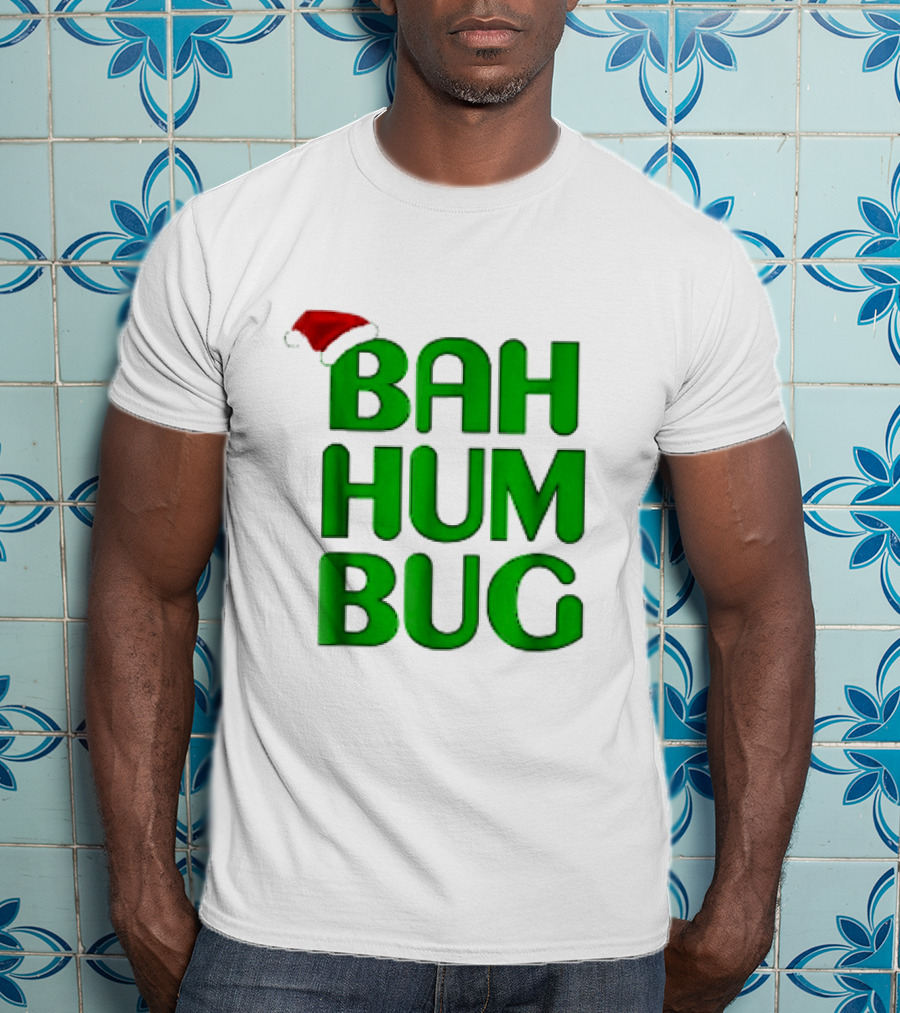 Bah Hum Bug Christmas Text With Santa Hat T-Shirt