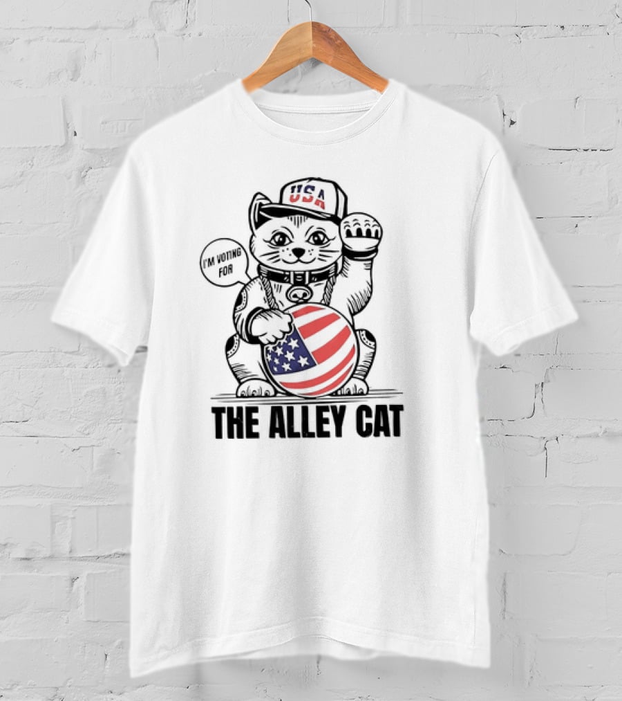 I'm Voting For The Alley Cat USA With American Flag Baseball Cap T-Shirt