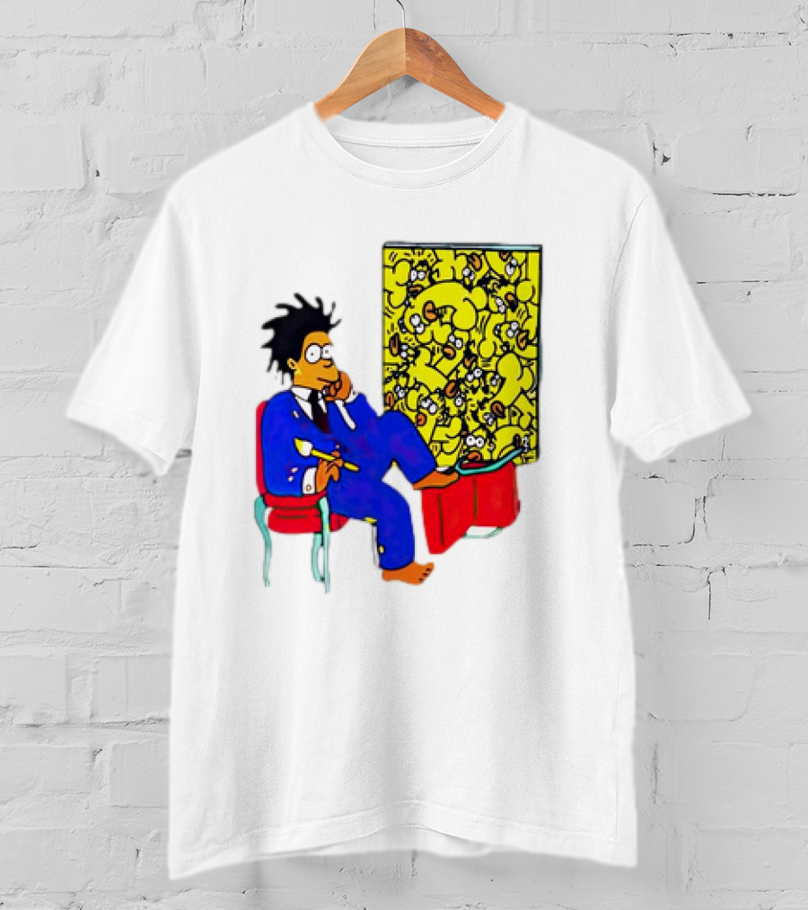 The Simpsons Jay-Z Cartoon Style Art With Basquiat Sitting On Red Chair T-Shirt