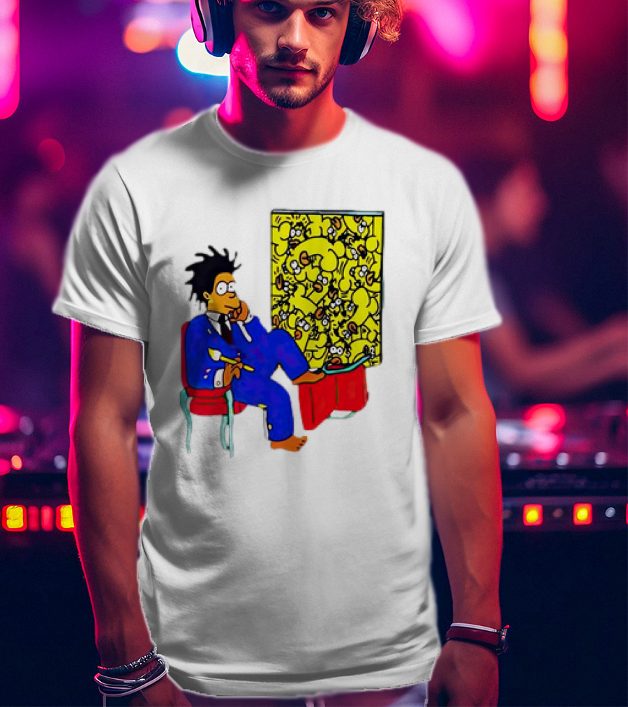 The Simpsons Jay-Z Cartoon Style Art With Basquiat Sitting On Red Chair T-Shirt