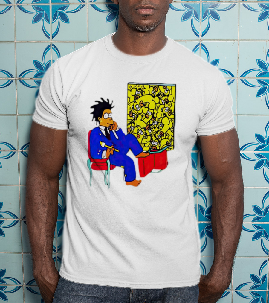 The Simpsons Jay-Z Cartoon Style Art With Basquiat Sitting On Red Chair T-Shirt
