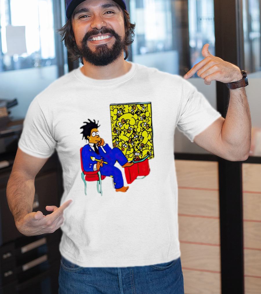 The Simpsons Jay-Z Cartoon Style Art With Basquiat Sitting On Red Chair T-Shirt