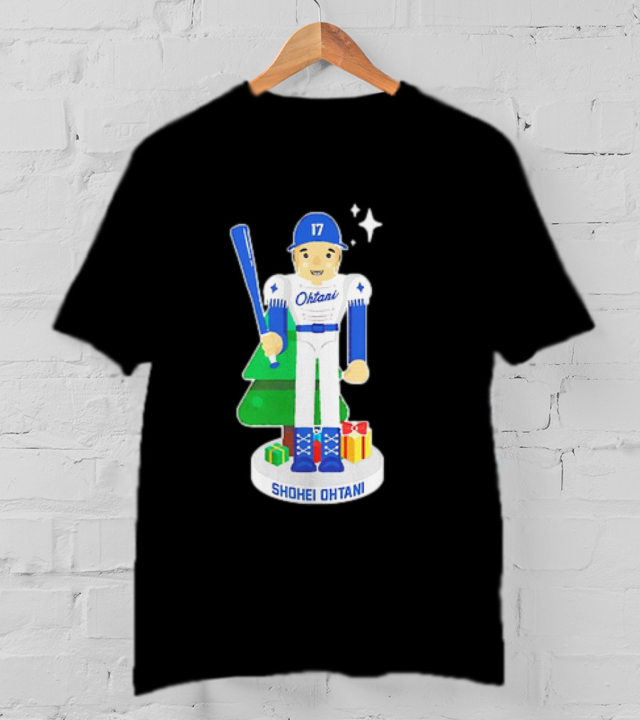 Shohei Ohtani Los Angeles Dodgers MLBPA Christmas Nutcracker With Tree And Gifts T-Shirt