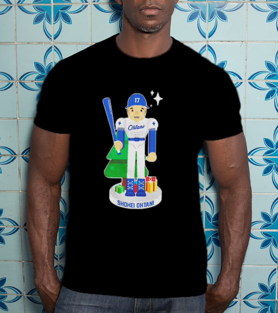 Shohei Ohtani Los Angeles Dodgers MLBPA Christmas Nutcracker With Tree And Gifts T-Shirt