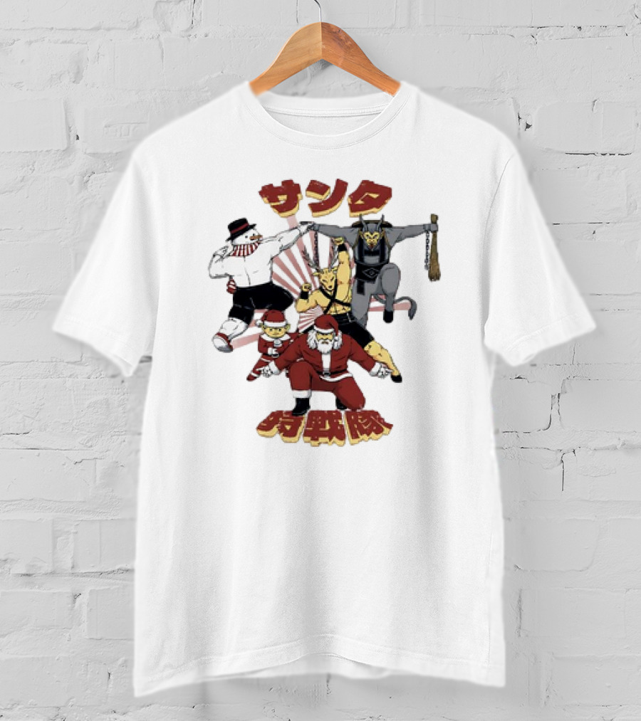 Santa Claus Krampus Frosty The Snowman Reindeer Elf Santa Force Christmas Team T-Shirt