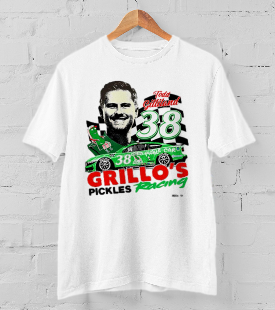 Todd Gilliland 38 Grillo's Pickles Racing Car Checkered Flag Sports T-Shirt