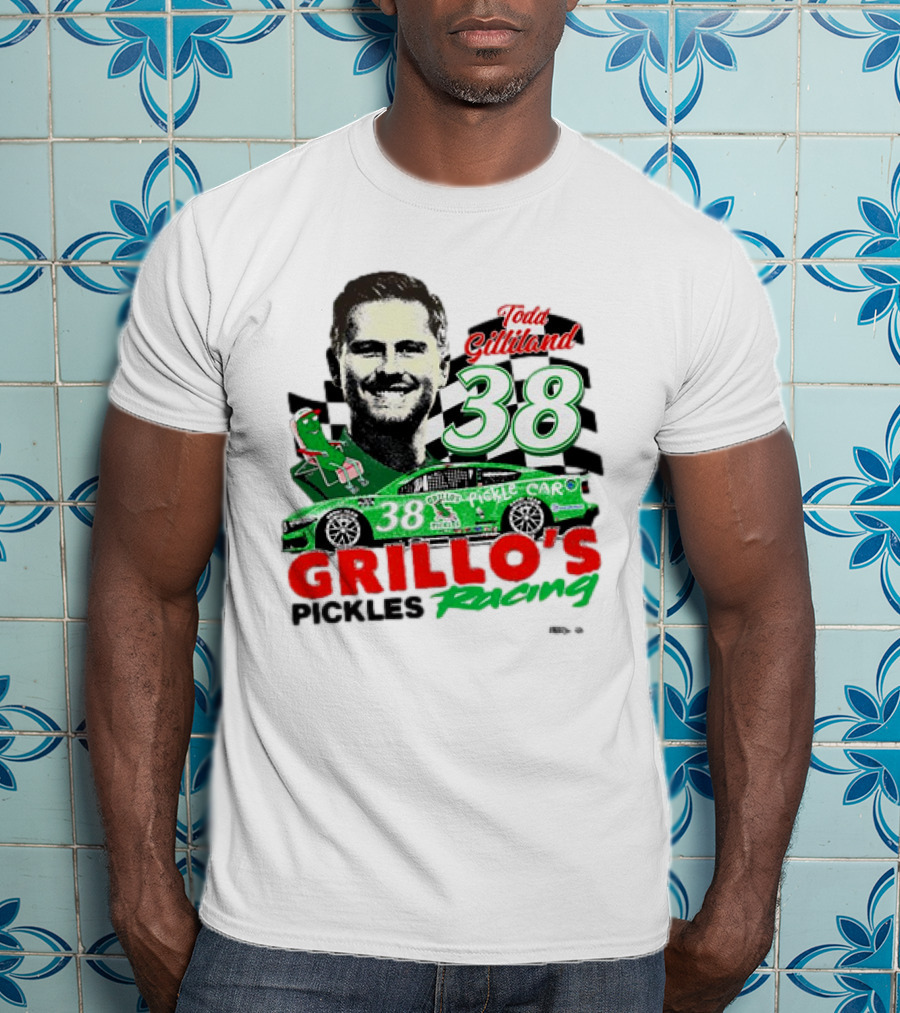 Todd Gilliland 38 Grillo's Pickles Racing Car Checkered Flag Sports T-Shirt