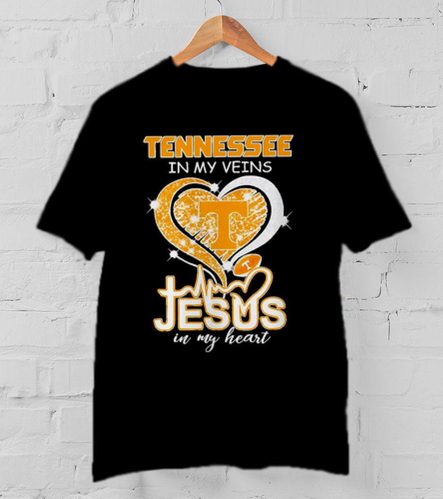 Tennessee In My Veins T Jesus In My Heart Vols Football T-Shirt