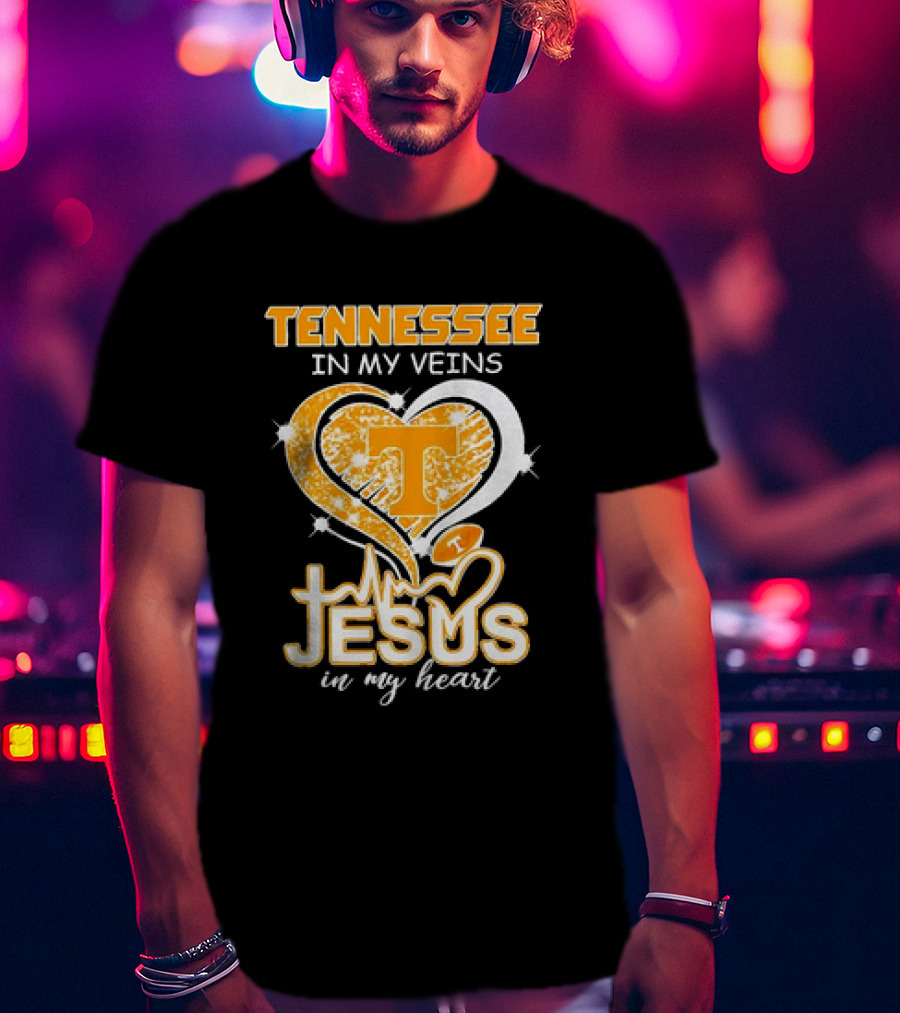Tennessee In My Veins T Jesus In My Heart Vols Football T-Shirt