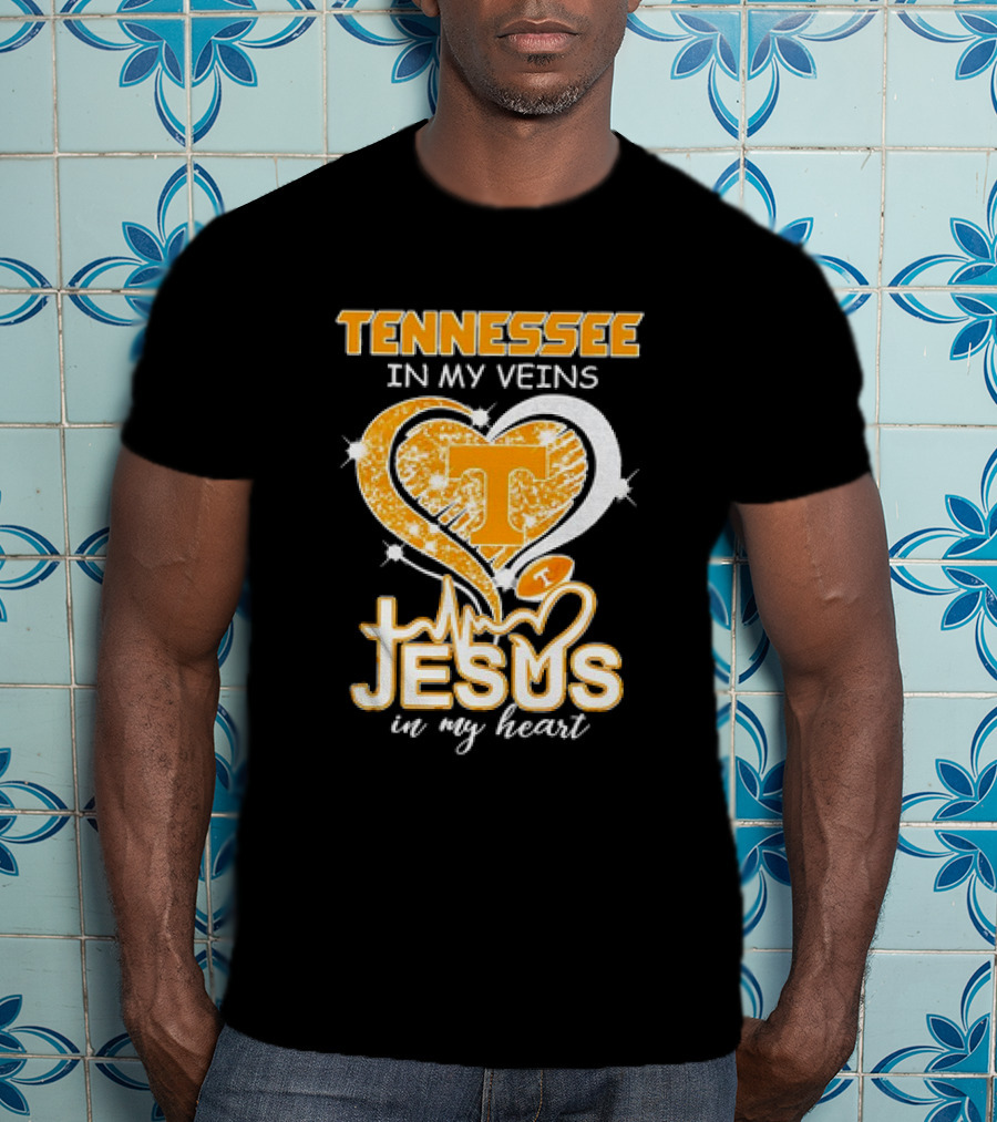 Tennessee In My Veins T Jesus In My Heart Vols Football T-Shirt