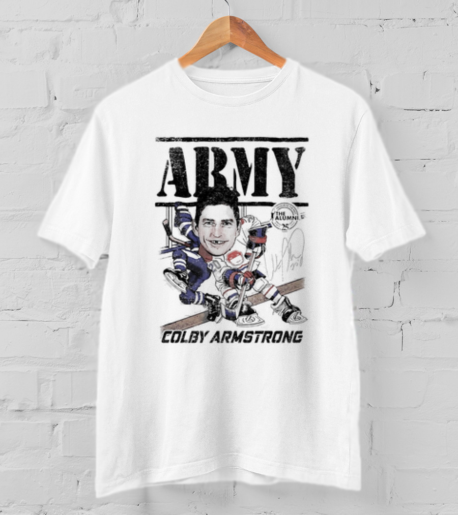 ARMY Colby Armstrong Hockey Caricature The Alumni Signature T-Shirt