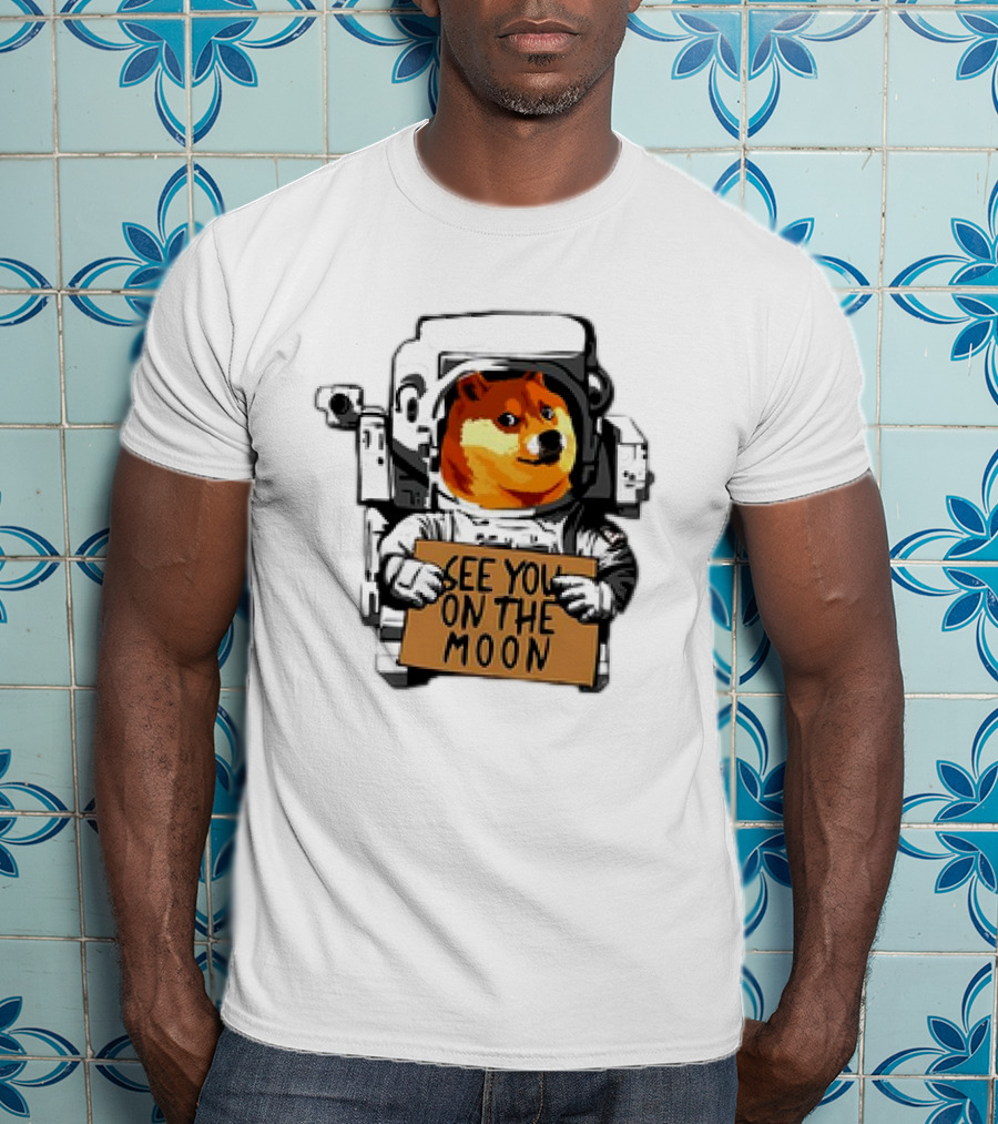 See You On The Moon Dogecoin Doge Holder Cryptocurrency Meme Astronaut T-Shirt
