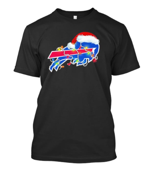 Buffalo Bills Santa Hat Christmas Lights T-Shirt