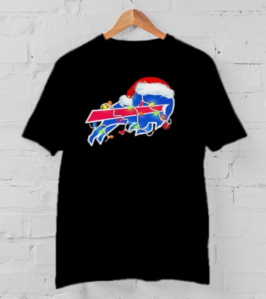 Buffalo Bills Santa Hat Christmas Lights T-Shirt