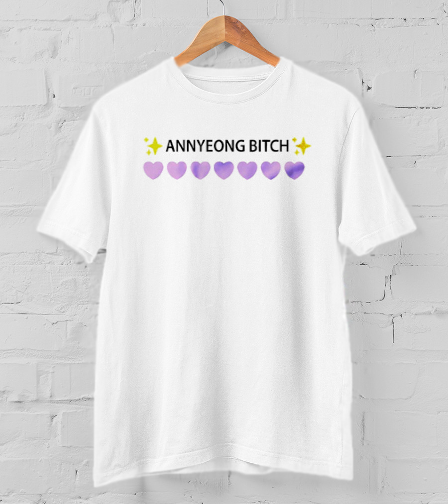 Annyeong Bitch Sparkling Purple Hearts T-Shirt