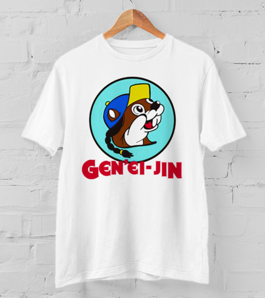 Buc-Ees Gen'ei-Jin Cap-Wearing Beaver Circle T-Shirt