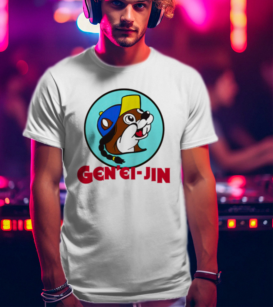 Buc-Ees Gen'ei-Jin Cap-Wearing Beaver Circle T-Shirt