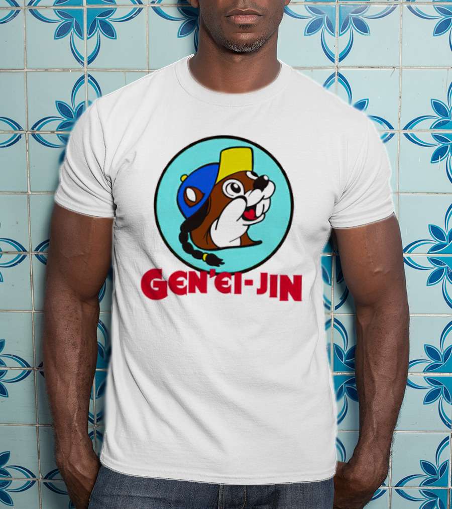 Buc-Ees Gen'ei-Jin Cap-Wearing Beaver Circle T-Shirt