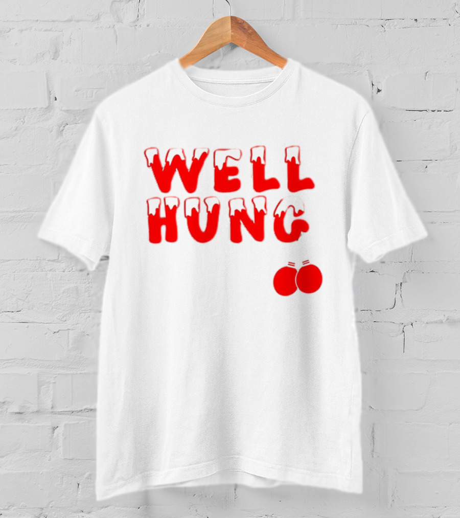 Well Hung Red Christmas Balls Snow-Capped Letters T-Shirt