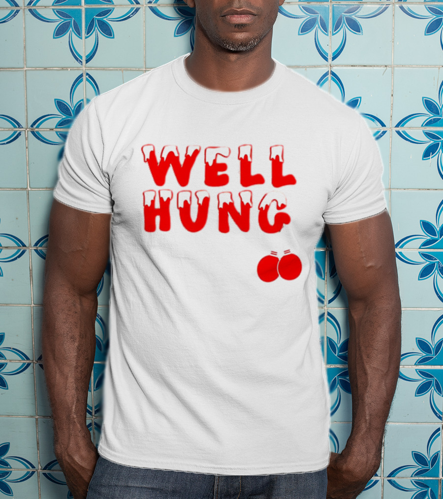 Well Hung Red Christmas Balls Snow-Capped Letters T-Shirt