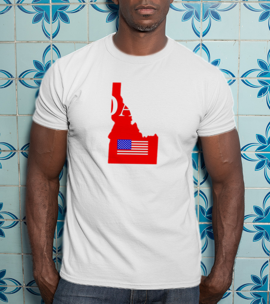 Don’t California My Idaho Red State Outline With American Flag T-Shirt