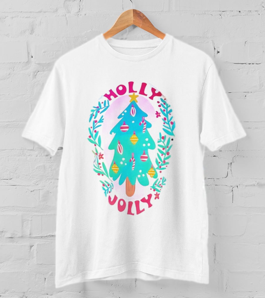 Holly Jolly Christmas Tree With Ornaments And Foliage T-Shirt