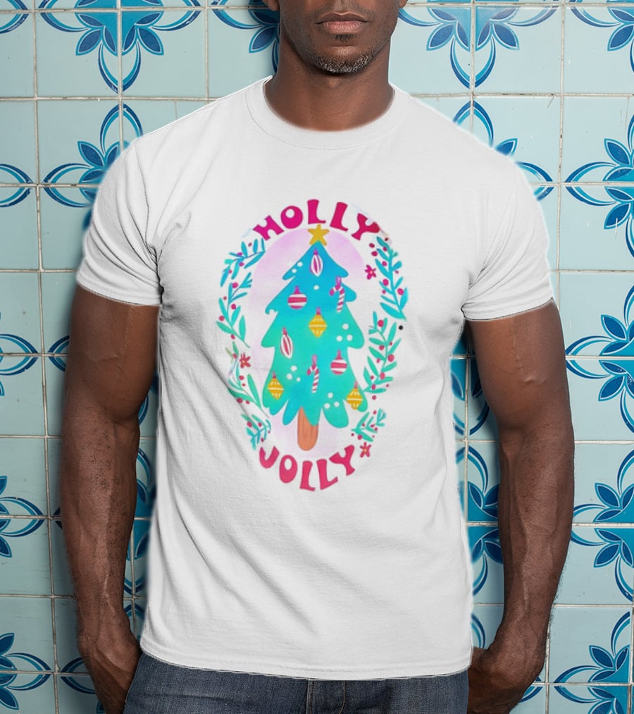 Holly Jolly Christmas Tree With Ornaments And Foliage T-Shirt