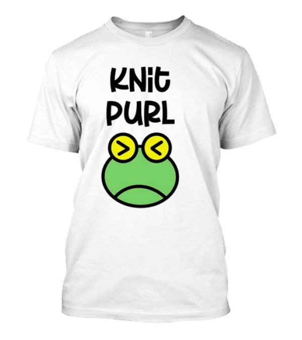 Knit Purl Frog With Glasses Pouting Face T-Shirt