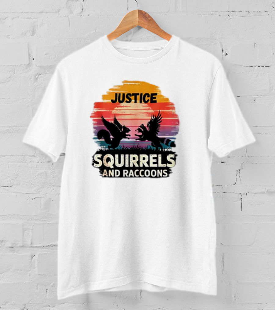Justice For Peanut The Squirrel And Fred The Raccoon Retro Sunset T-Shirt