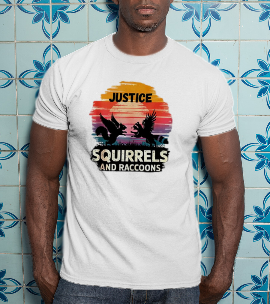 Justice For Peanut The Squirrel And Fred The Raccoon Retro Sunset T-Shirt