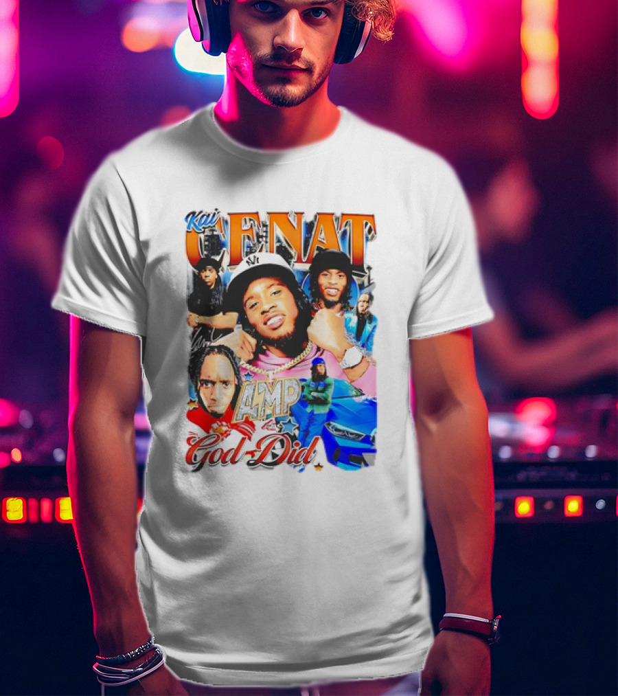Kai Cenat AMP God Did Car Streamer Graphic Collage T-Shirt