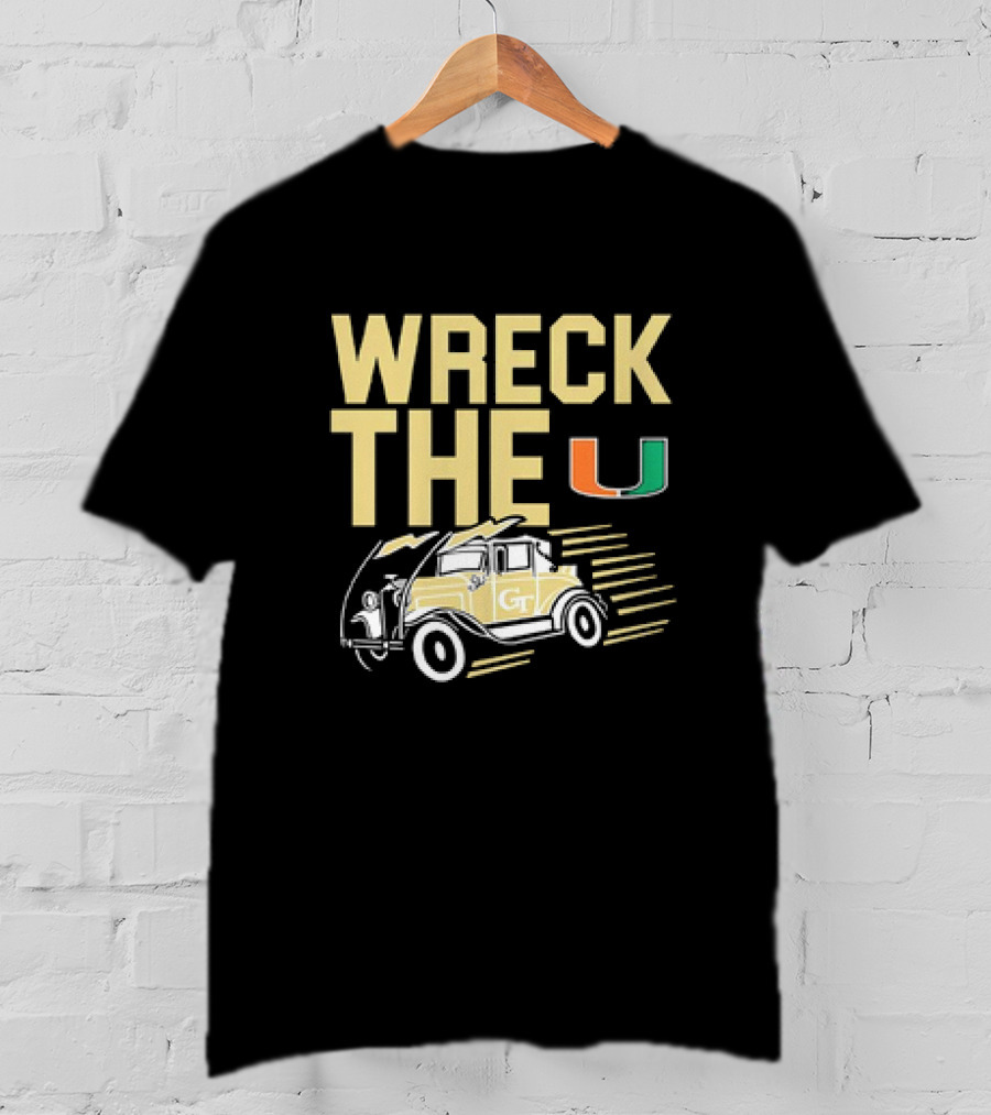 Wreck The U Georgia Tech Yellow Jackets GT Vintage Car Miami T-Shirt