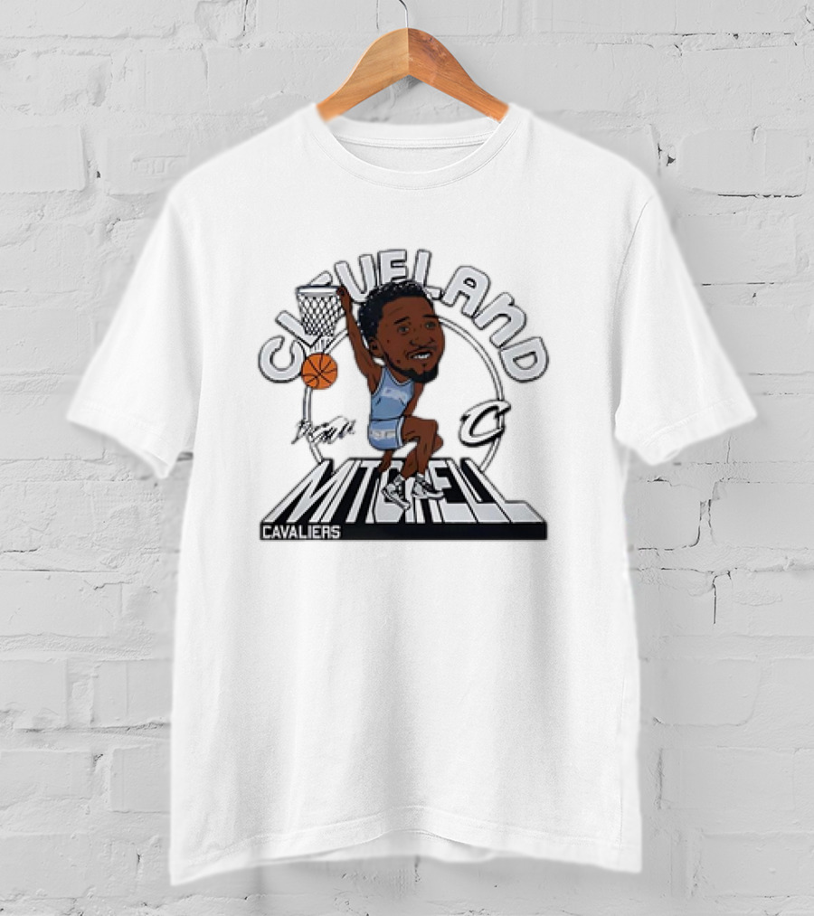 Cleveland Cavaliers Donovan Mitchell Caricature Signature Basketball Player T-Shirt