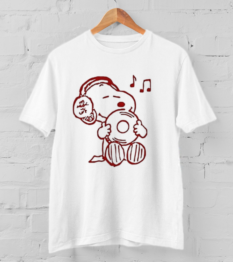 Snoopy Listening To Music With Headphones And Record T-Shirt