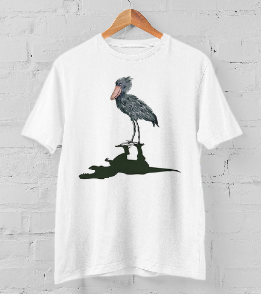 Shoebill Stork With Dinosaur Shadow Meme T-Shirt