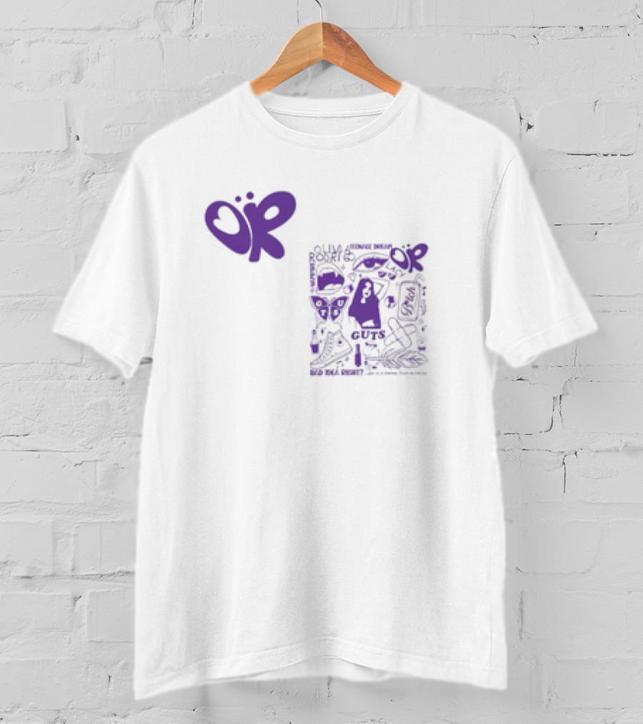 Olivia Rodrigo OR Guts Teenage Dream Sour Real Power Image Bomb Rib Cage Map Butterfly T-Shirt