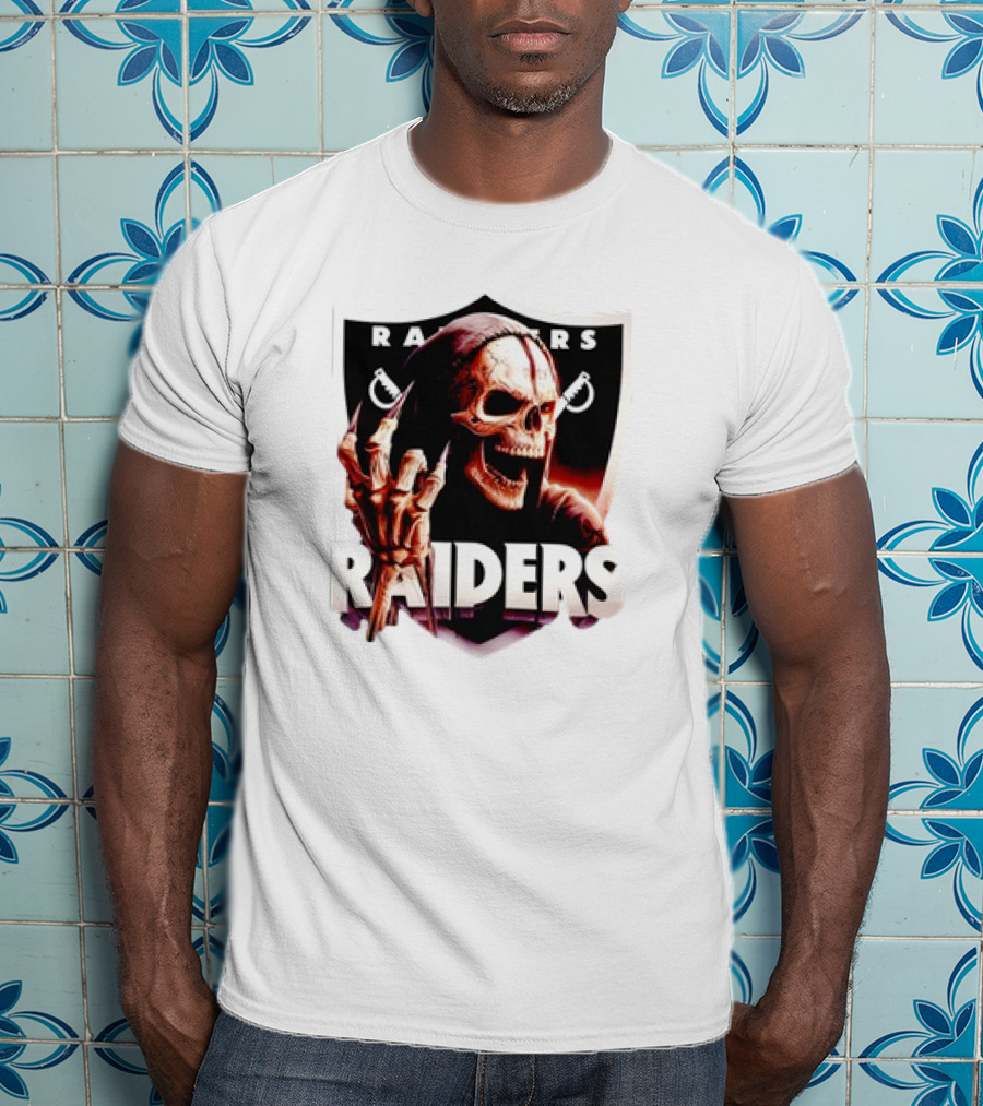 Skeleton Raiders Shield With Crossed Swords T-Shirt