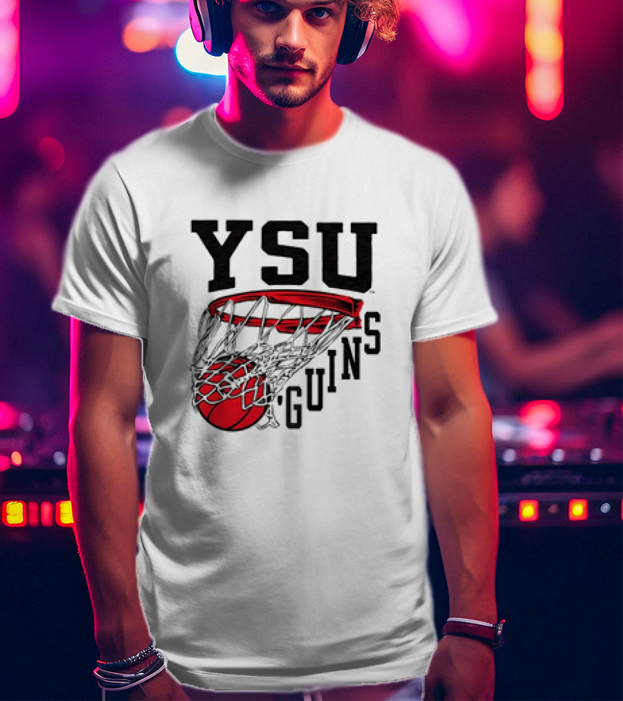 YSU Guins Basketball Hoop Retro T-Shirt