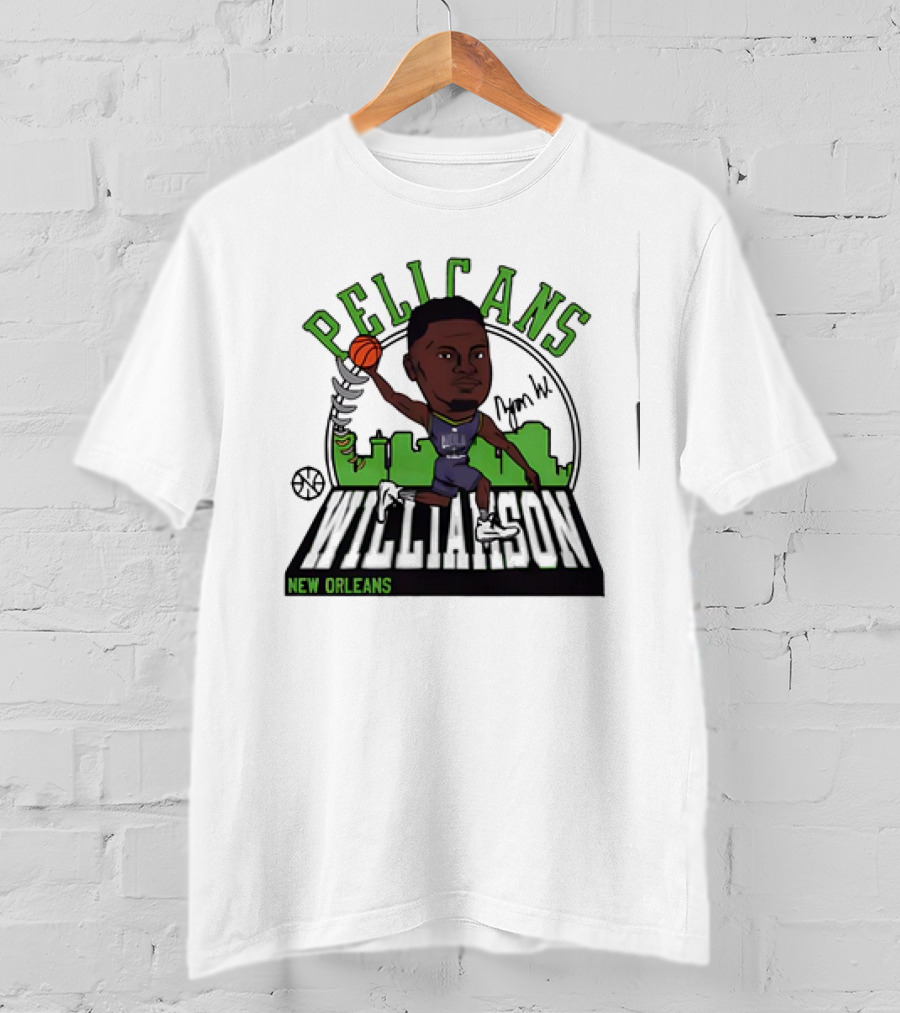 Pelicans New Orleans Zion Williamson Signature Caricature T-Shirt