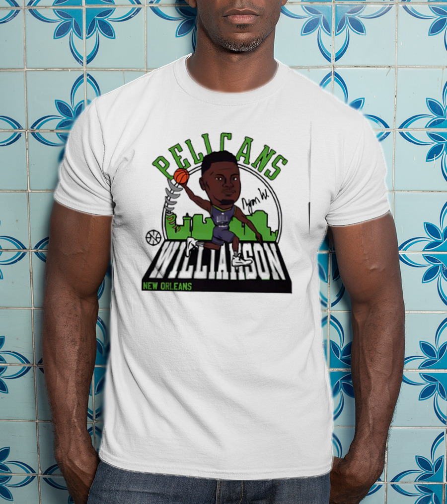 Pelicans New Orleans Zion Williamson Signature Caricature T-Shirt